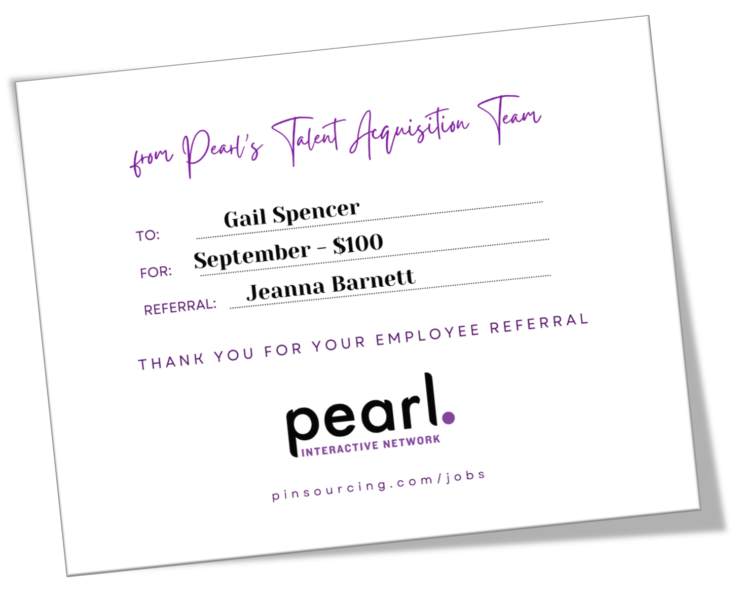 From Pearl's TA Team Congratulations Gail Spencer! 